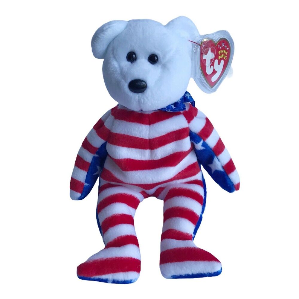 Vintage Ty Beanie Baby Liberty the Bear Stars and Stripes Squish Gifts Y2K 90s